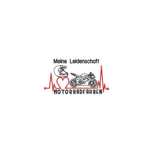 Stickdatei Motorradfahrer Herzschlag Spruch Text Maschinenstickerei Motorrad Biker Bikerin Motorradfahrerin Maschine Feuerstuhl Kraftrad