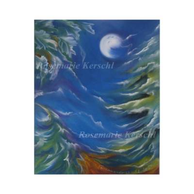 Sturmnacht Pastellkreidebild – Handgemalte Landschaft 30 x 40 cm Hochformat Unikat