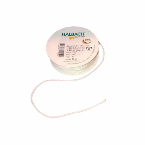 30 Meter Rolle 3 mm breit Gummikordel weich rund WEISS für Mundbedeckung Nasenbedeckung Atemmasken