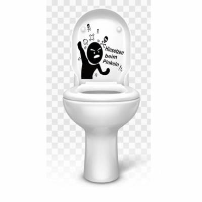 Top WC -Deckel Hinsetzen  Aufkleber  konturgeschnitten in Standart ab 28 cm B x 38 cm H  oder gewünschten Größe