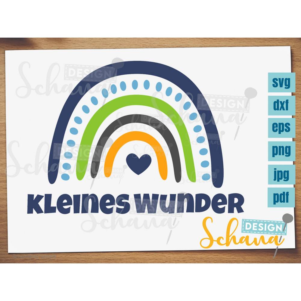 Plotterdatei für Babys kleines Wunder mit Regenbogen Var.1 SVG DXF PNG eps pdf jpg Digistamp Clipart Wandsticker Bügelbild Baby und Kinder Bild 2