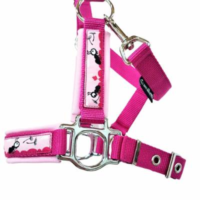 Halfter Mini Shetty Charlie pink rosa Pferdehalfter Größe Mini Shetty pink mit Webband
