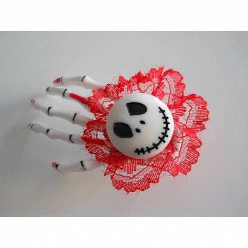 Skull, Totenkopf ,  Skeletthand Haarklammer gothic 