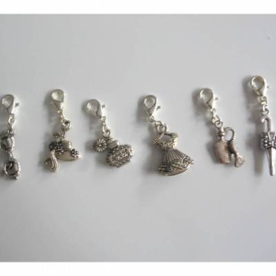 Set  6 * Mode / Parfüm  Anhänger mit Karabiner versilbert 