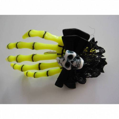 Skull, Totenkopf ,  Skeletthand Haarklammer gothic