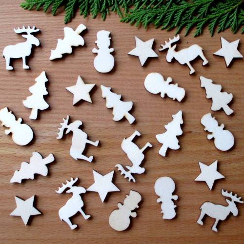 Adventskalendermotive aus Holz "Winternacht" Streudeko, 24-teilig