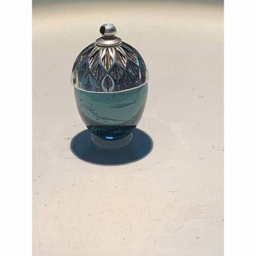 Anhänger Glas Eichel - graublau transparent