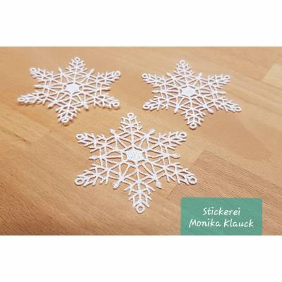 Stern, weiß, gestickt in Lace-Stickerei
