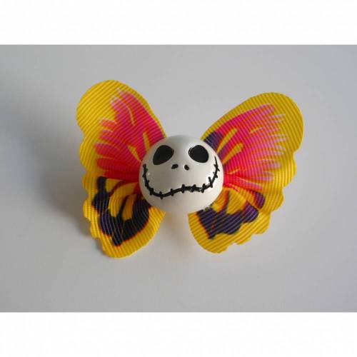 Brosche Skull  Schmetterling  Stoff Totenkopf gelb
