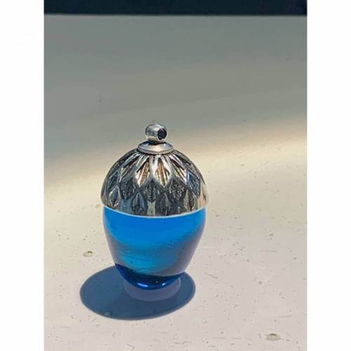 Anhänger Glas Eichel - blau transparent
