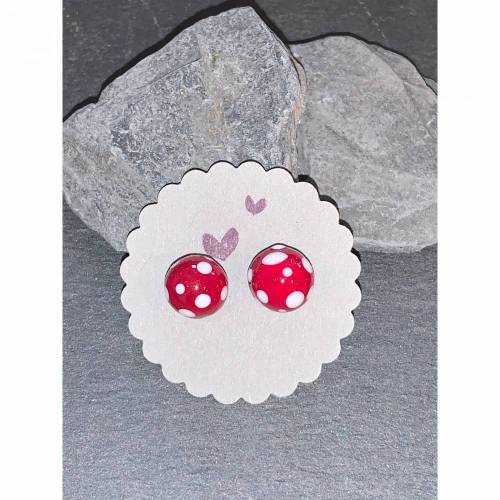 Ohrstecker rot mit dots