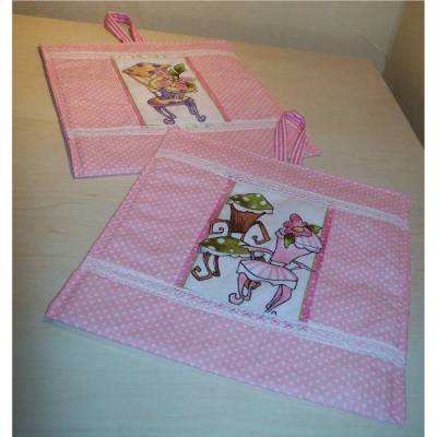 Topflappen Untersetzer Loralie Muffins Unikat – Handgenäht, 100% Baumwolle, Thermolan, 22 x 21 cm