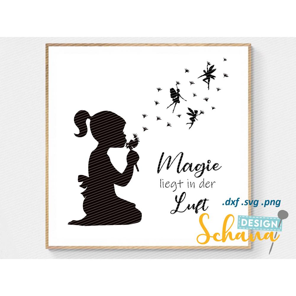 Pusteblume fliegende Feen - Plotterdatei - SVG DXF PNG -  Fee Clipart - Fee Sprüche für  Wandsticker - Plotter - Bügelbild Bild 5