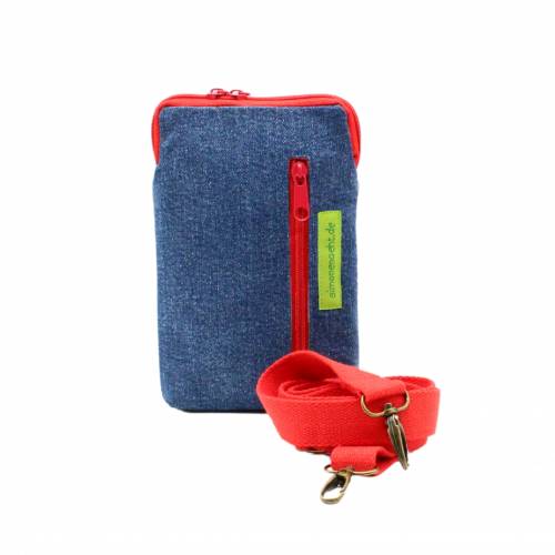  Jeanstasche "Karo" praktische Umhängetasche, Gürteltasche, Gassi-Tasche, Schultertasche, Handytasche zum umhäng