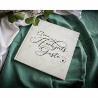 Gästebuch Hochzeit Elegant Marmor mit vorgedruckten Fragen