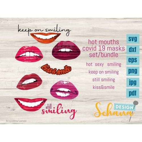 Plotterdatei Mund Sexy Lächeln Corona Maske Mund verschöndern SVG DXF PNG eps pdf jpg Lächeln Smile Plotter Digistamp ausdrucken lasercut