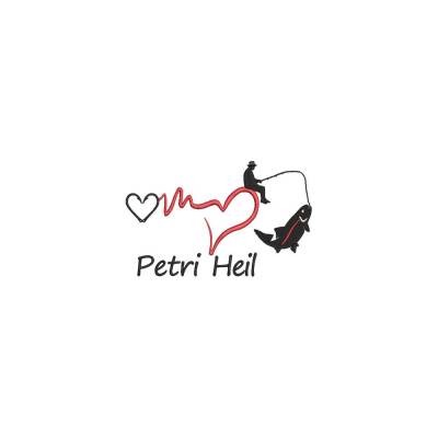 Stickdatei Petri Heil Herzschlag 13x18 Angeln Fischen Angelsport Fischfang Fischerei Angler