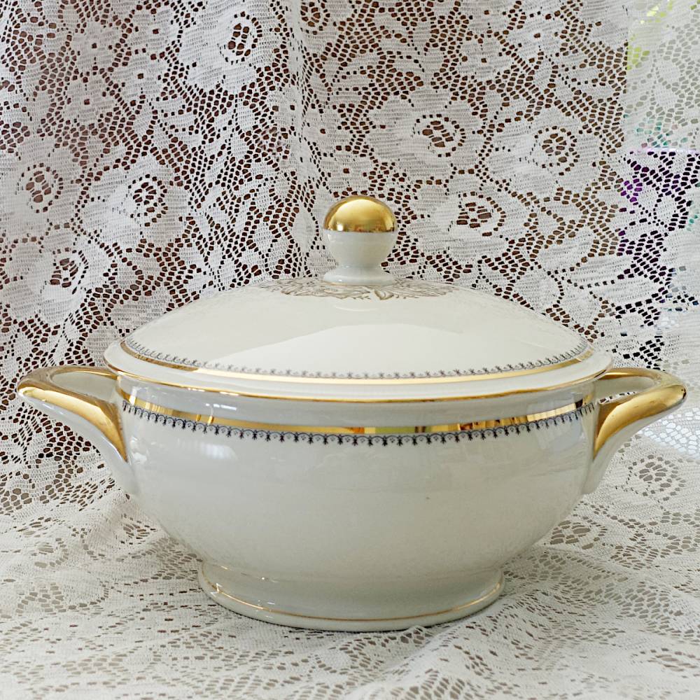 Vintage Suppenterrine Elfenbein Bavaria von Oscar Schaller
