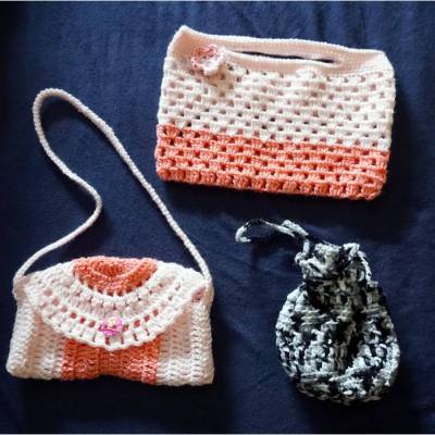 3x Pack  1xEinkaufstasche, 1xUmhängetasche, 1xBeutel  amigoll9  Kaufmannsladen  Handarbeit