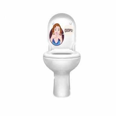 Top WC -Deckel  Frauenkopf  Oops Aufkleber  konturgeschnitten in Standart ab 35 cm B  x 25 cm  H oder gewünschten Größe