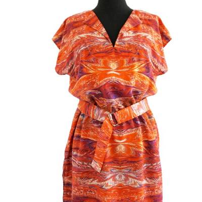 ART-DÉCO KLEID Tunika mit Gürtel, marmoriert
