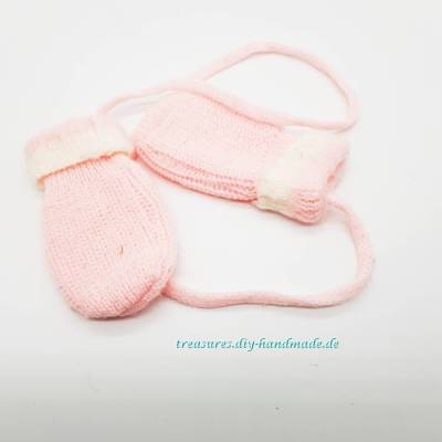 Vintage, rosa Baby Handschuhe Größe 1