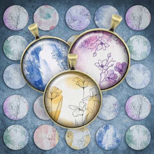 295 - Cabochon Vorlagen, 25mm 18mm 14mm 12mm, rund, Cabochon Motive, Bottle Cap images abstrakt modern pastell