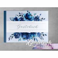 Gästebuch Indigo Blue Hochzeit mit Fragen