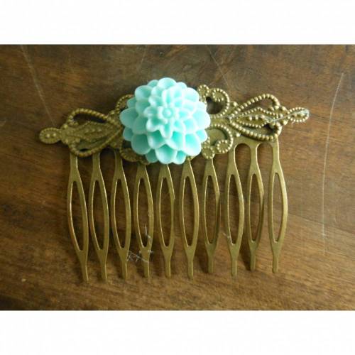Bronze Haarkamm mit Blüte  Vintage Renaissance