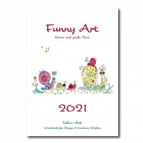 Kalender 2021 Din a5, lustige Tiere, Funny Art, Wandkalender