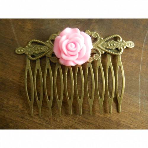 Bronze Haarkamm mit Blüte  Vintage Renaissance