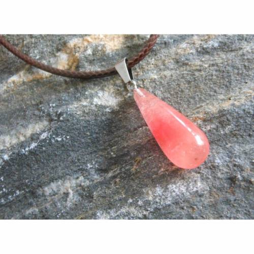Naturstein Cherry Quarz Tropfen  Kette
