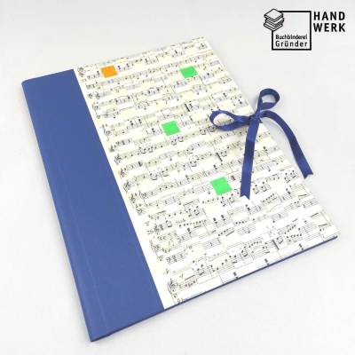 Notenmappe für 32,5 x 24 cm, Mappe mit Klappen, Füllhöhe 3 cm, hell-blau, Noten