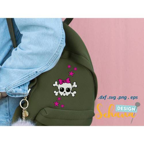 niedliche Sugar Skulls Totenkopf Datei  Punk Gothic Emo girls  EPS SVG DXF png -  Wandsticker - Plotter - Bügelbild Plotterdatei