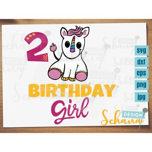 Geburtstagshirt Mädchen erster Geburtstag Tshirt Einhorn Shirt Birthday Girl EPS DXF SVG png u jpg Plotterdatei Digistamp Sublimation Druck
