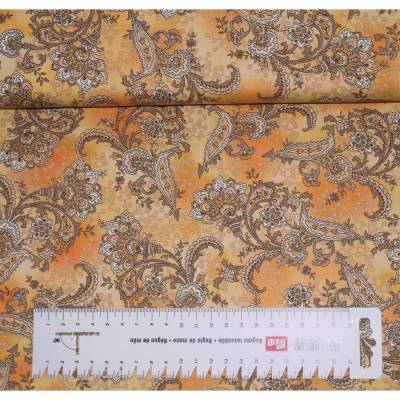 16,00 EUR/m Meterware Quilting Treasures Baumwolle US-Designerstoff gelb-orange-braun für Kissen Decken Taschen