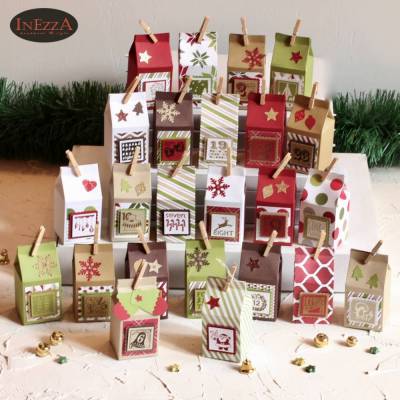 Wunderschöner Adventskalender aus Mini-Milchtüten für Kinder oder Erwachsene Weihnachten wiederverwendbar Stil-Mix