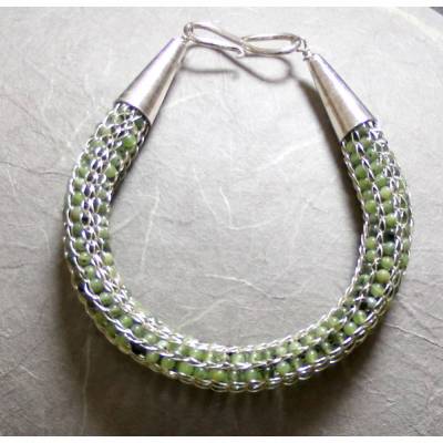 SILBER -Armband mit Serpentinperlen