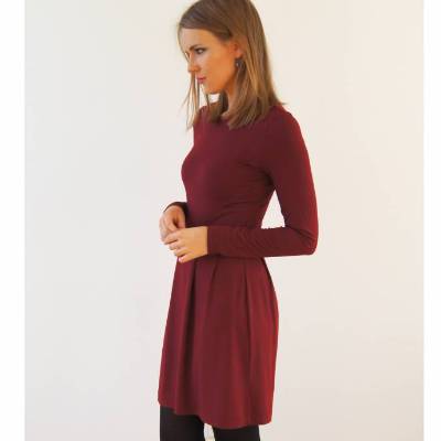 Kleid mit Ballonrock Bordeauxrot