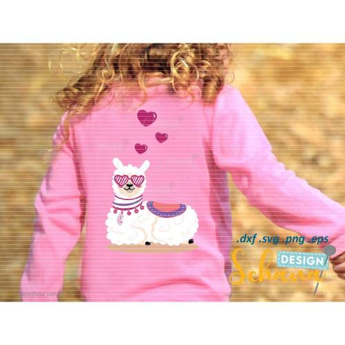 Lama verliebt Alpaka in Love Plotterdatei svg niedlich für Kinder Erwachsene Tshirtmotiv eps DXF PNG Lama Clipart Digistamp Bügelbild Subli