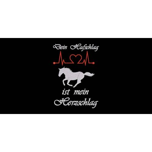 Stickdatei Dein Hufschlag ist mein Herzschlag  13x18 Rahmen Maschinenstickerei Reitsport Reiten Reitpferd Spruch Reiterin Reiter Hufe