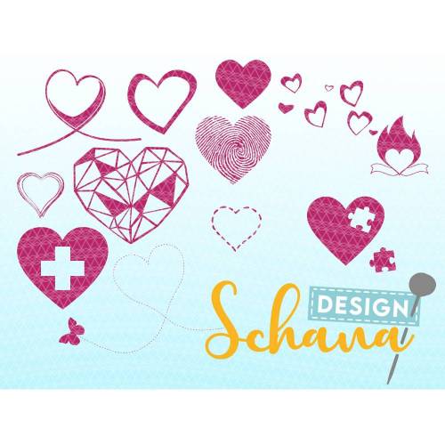 Herzen Set 12er Plotterdatei, Liebe, Bügelbild, Grafik, svg dxf png  Behelfsmaksen verschönern- Aktion:gratis Schnittmuster für Alltagsmaske