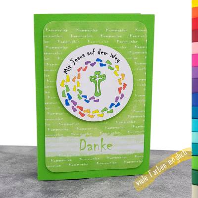 Dankeskarte Kommunion - Mit Jesus auf dem Weg