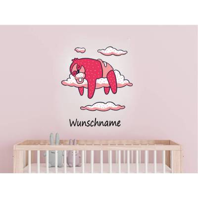 Liebevolles Wandtattoo Faultier für das Kinderzimmer, Spielzimmer,konturgeschnitten in 6 Größen ab 20 B cm x 20 H cm 