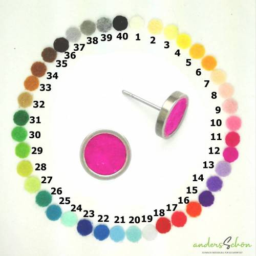 Filz-Stecker edel in 8, 10, oder 12mm Gold und Silber