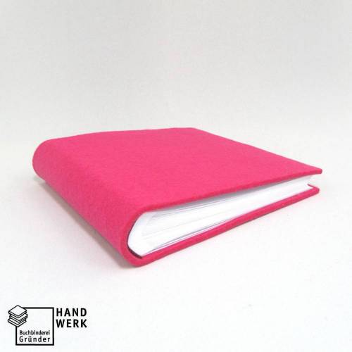 Fotoalbum Filz, handgefertigt, pink weiß, 35 Blatt / 70 Seiten