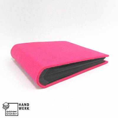 Fotoalbum Filz, pink schwarz, 35 Blatt / 70 Seiten, handgefertigt