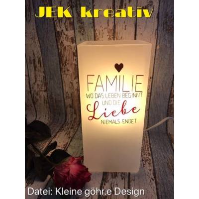 Tischlampe, Lampe mit Spruch, Tischleuchte