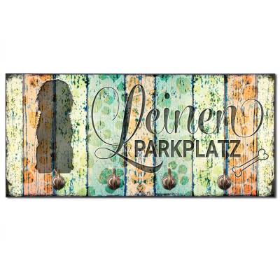 Hundegarderobe LEINEN PARKPLATZ (Doodle) Wandgarderobe, Leinenhalter┊tolle Geschenkidee für Hundeliebhaber