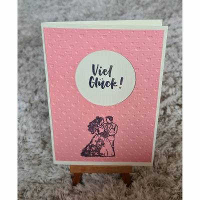 Hochzeitskarte " Viel Glück " Hochzeitspaar - Rosa